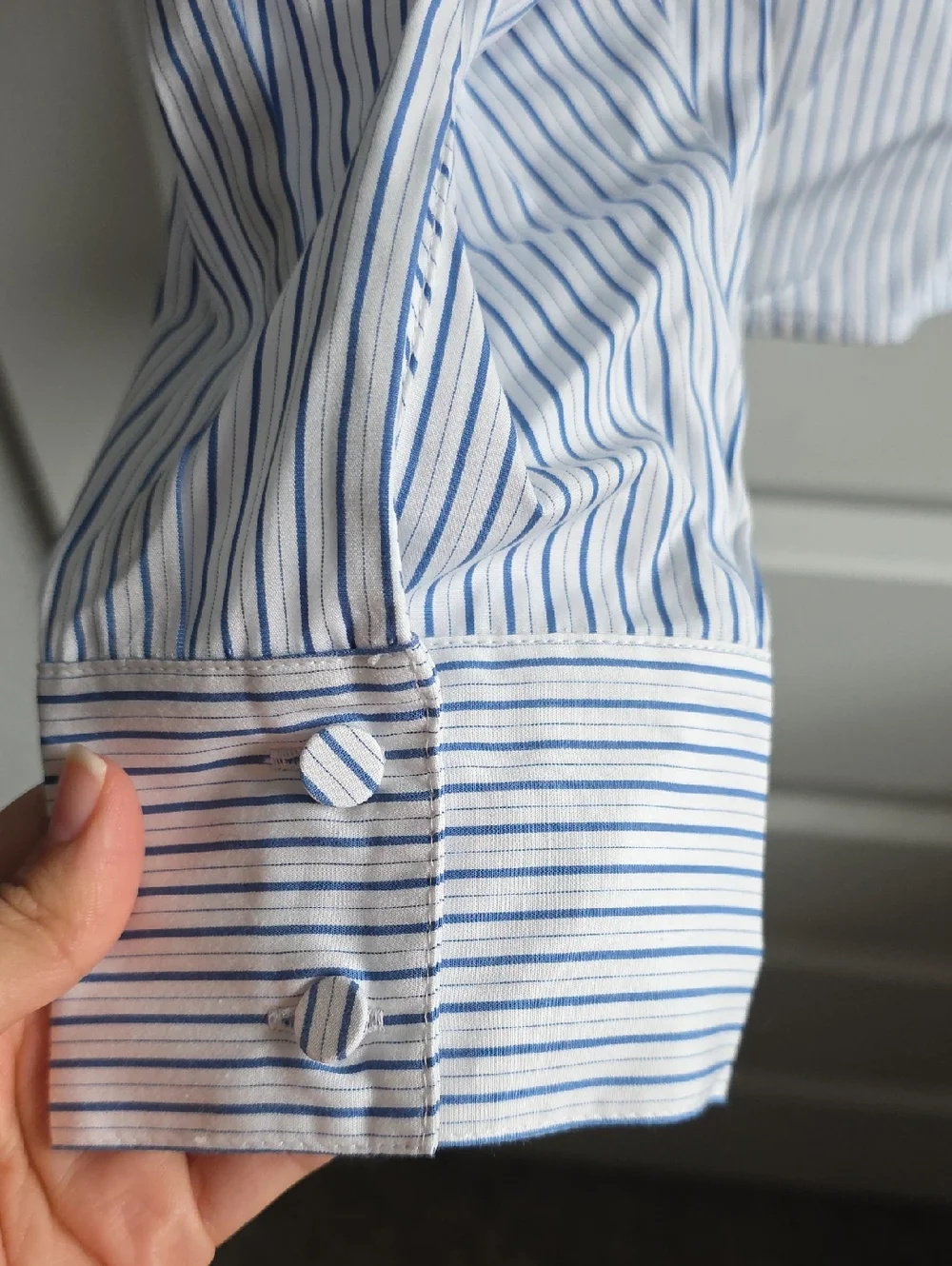 Madewell Puff-Sleeve Button-Up Shirt Blue and White Striped Small G219 - Picture 9 of 12